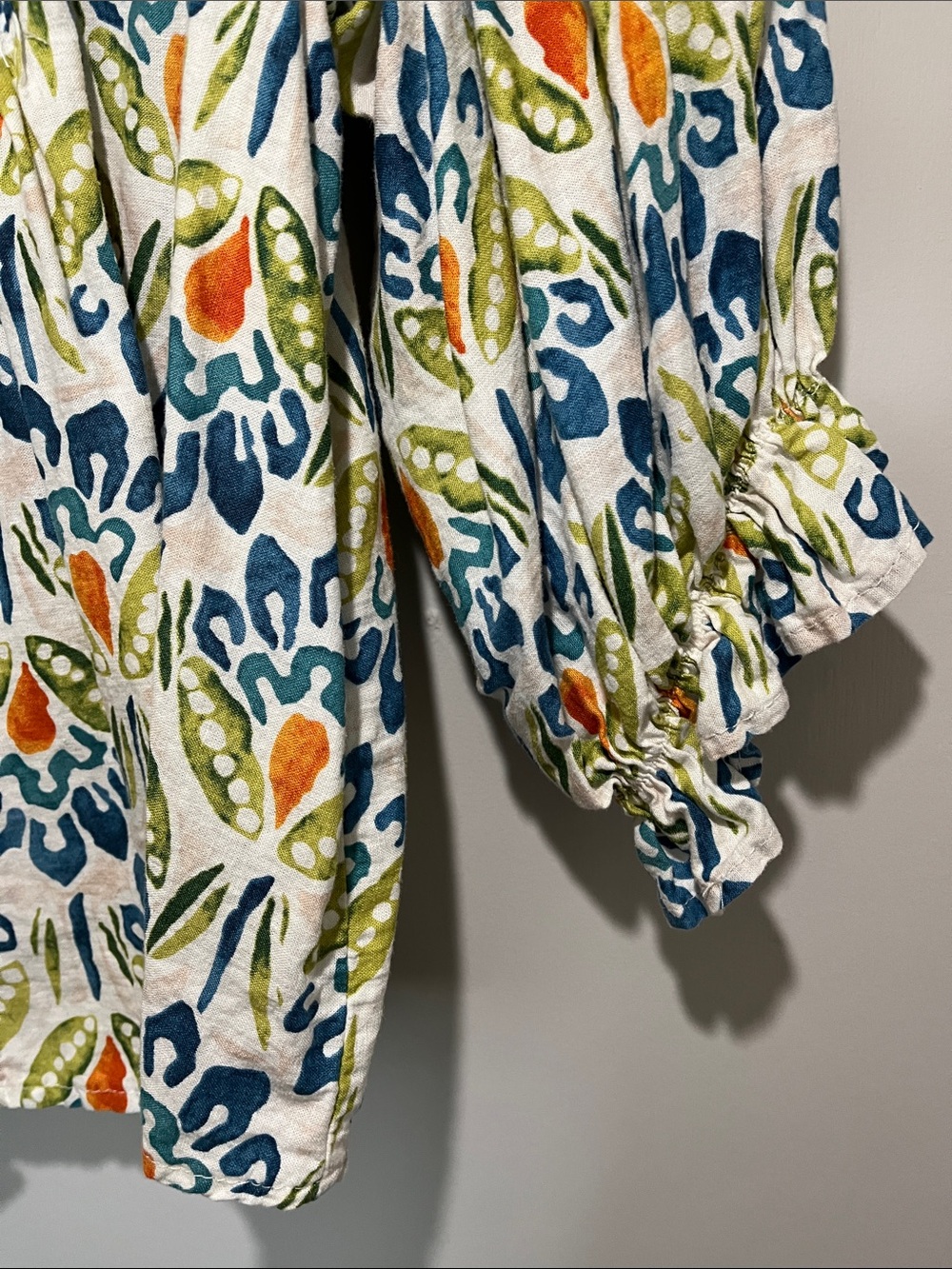 RACHEL Rachel Roy White Peasant Blouse with Blue, Green & Orange Floral Motif - Picture 3 of 6